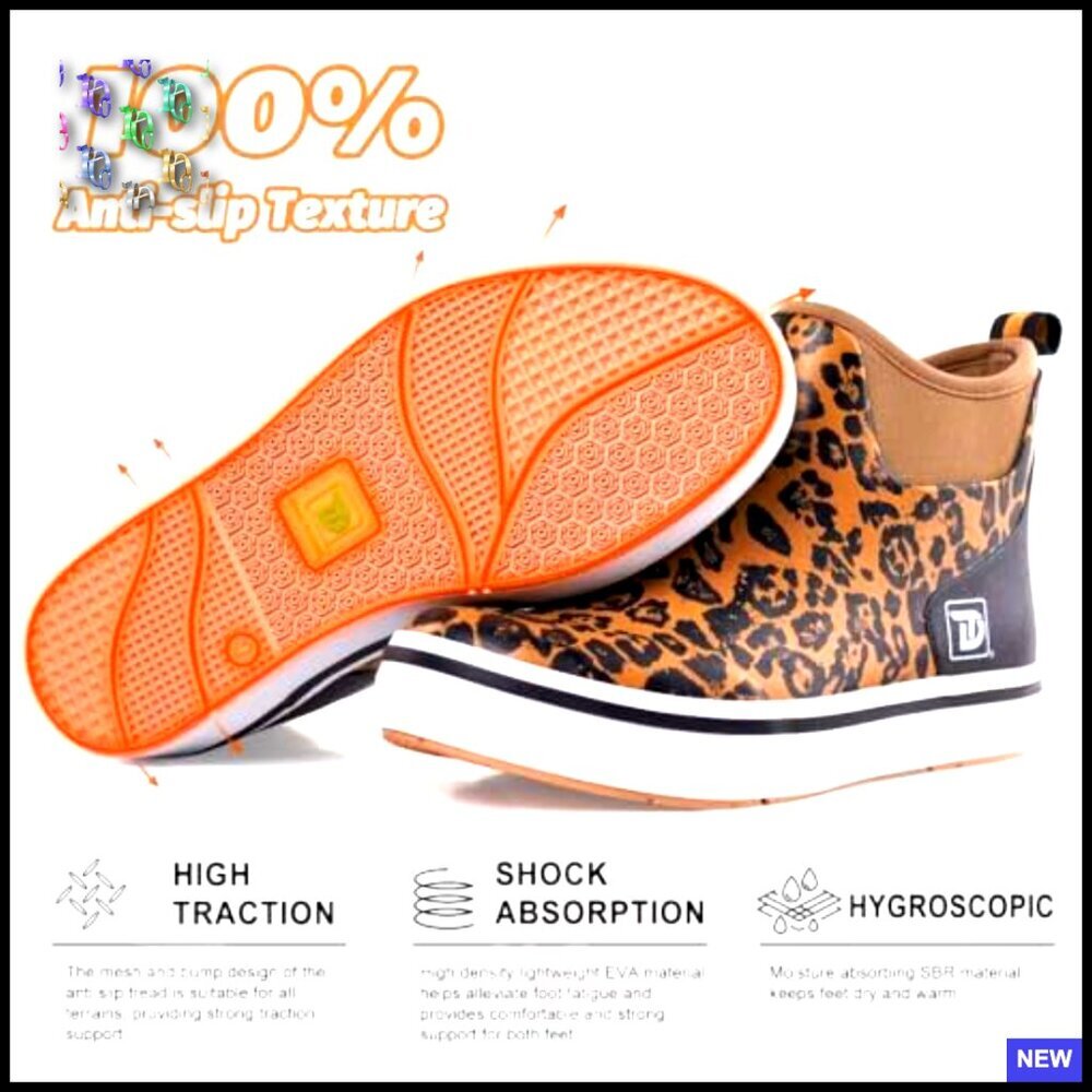 Waterproof Rubber Ankle Boots Anti-Slip Outdoor Fishing Rain Deck Shoes - Picture 5 of 7
